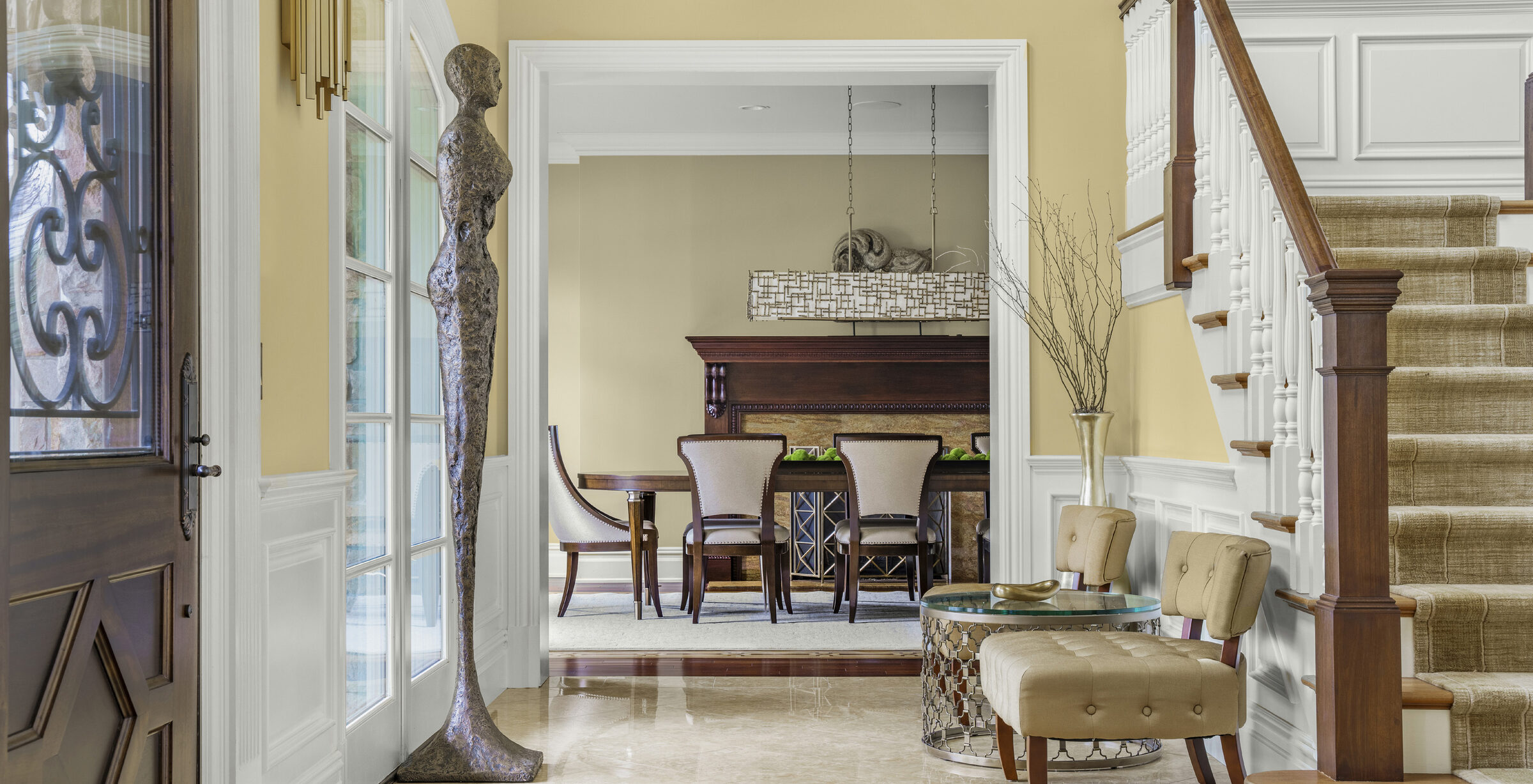view from the foyer through to the dining room at The Princeton Preserve